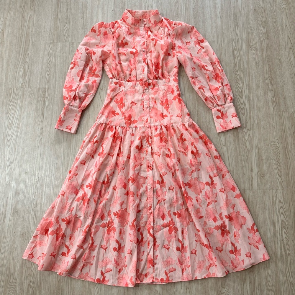 Petal & pup floral long sleeve button front midi dress nwot - Picture 5 of 5